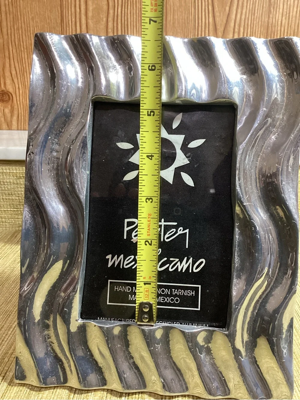 Pewter Mexicano Decorative Wave Picture Frame Round and Star